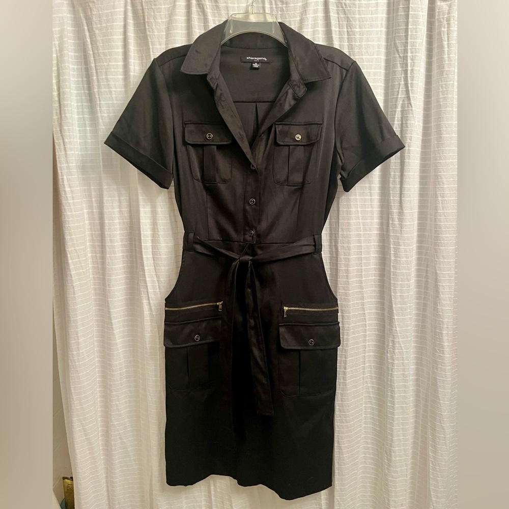 Short sleeve shirt dress with belt